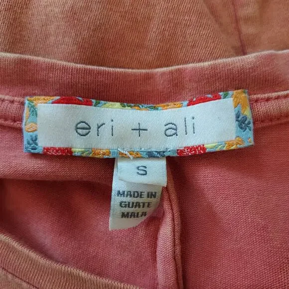 Anthro's Eri + Ali Coral Orange Flutter Short Sleeve Blouse Size S - Picture 14 of 15